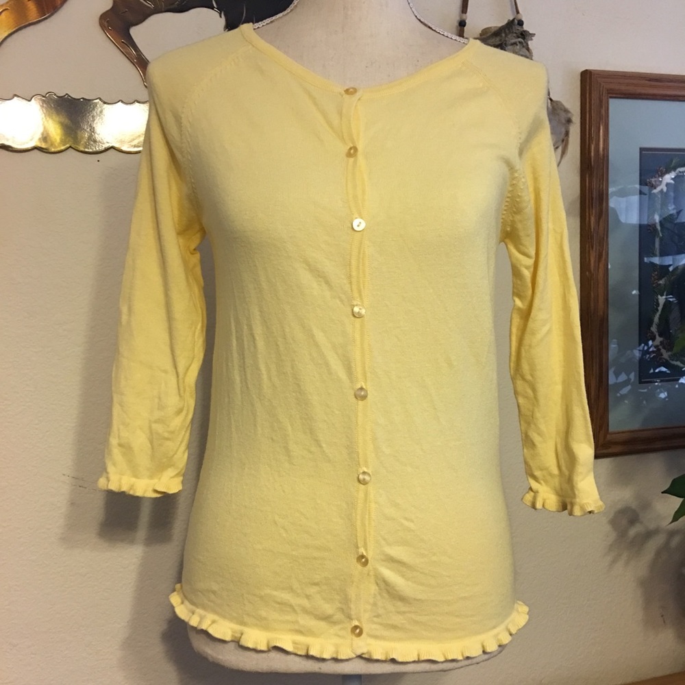 Energie Soft Stretch yellow ruffle detail top S